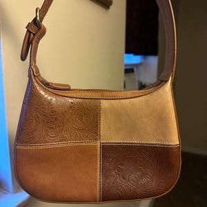 Brown boho floral handbag